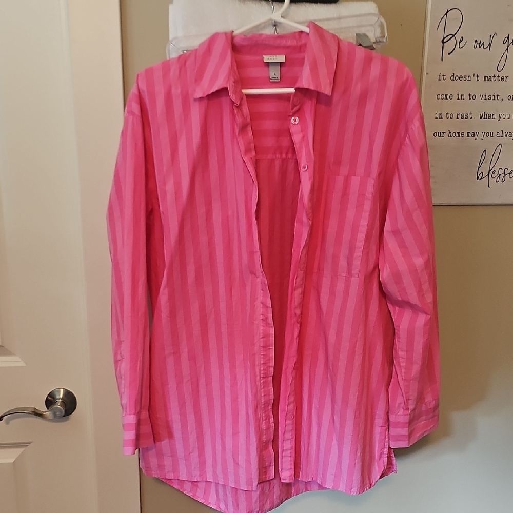 a new day Pink Striped Long-Sleeve Button-Down Shirt